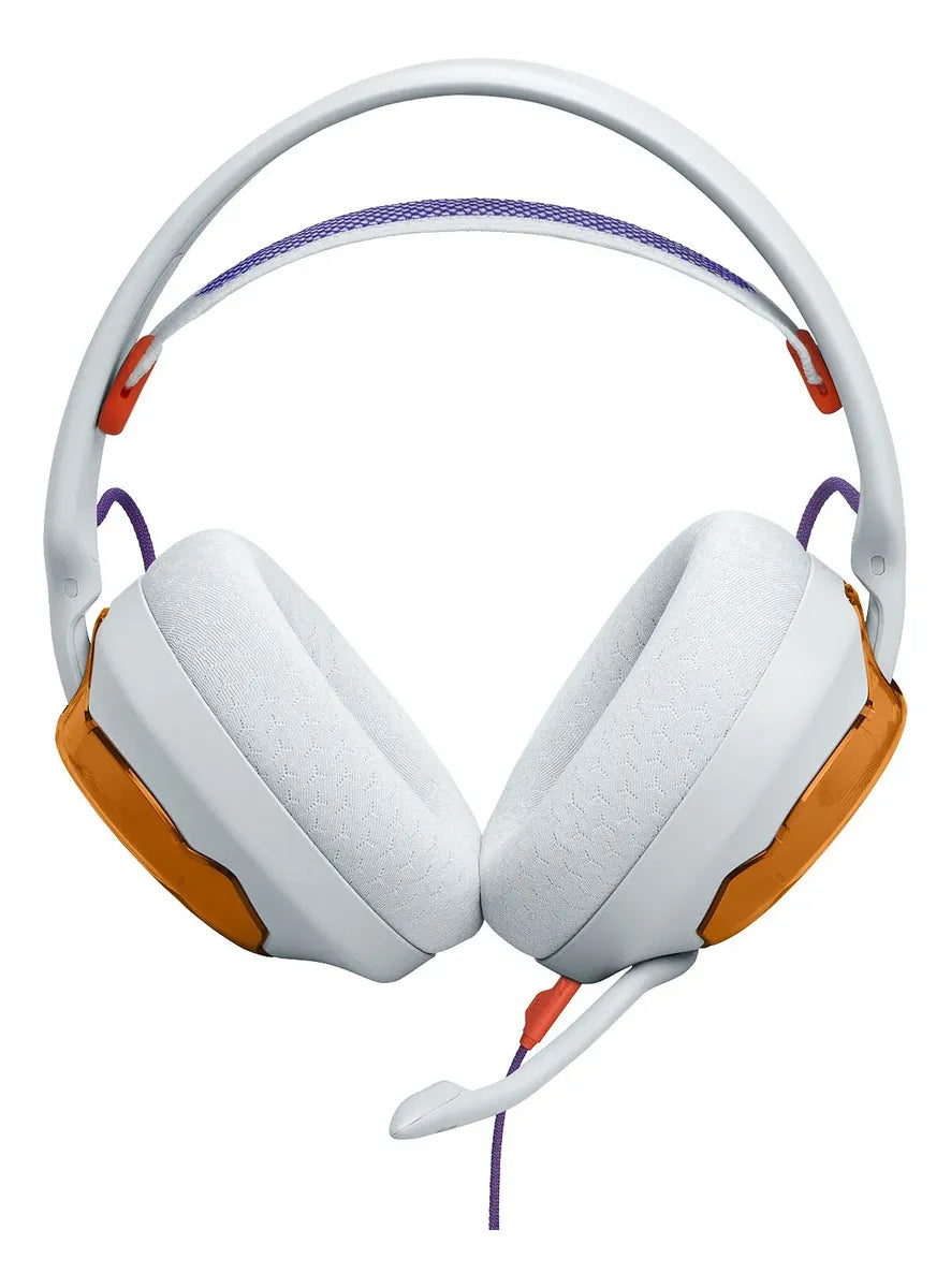 Headset Gamer JBL Quantum 250 com Microfone e Cabo P2 Branco e Laranja Original