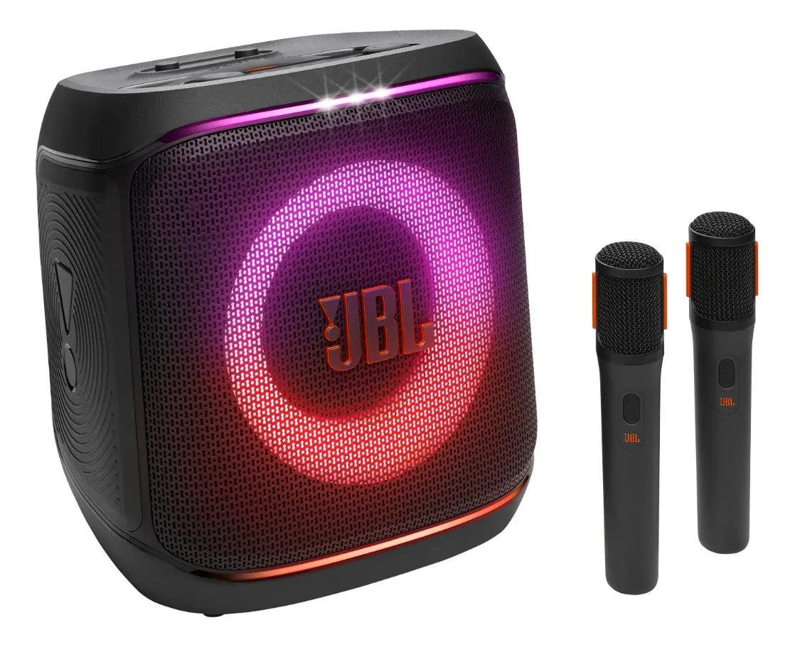 Caixa de Som Portátil JBL PartyBox Encore 2 com 2 Microfones Bluetooth Luzes LED Preta