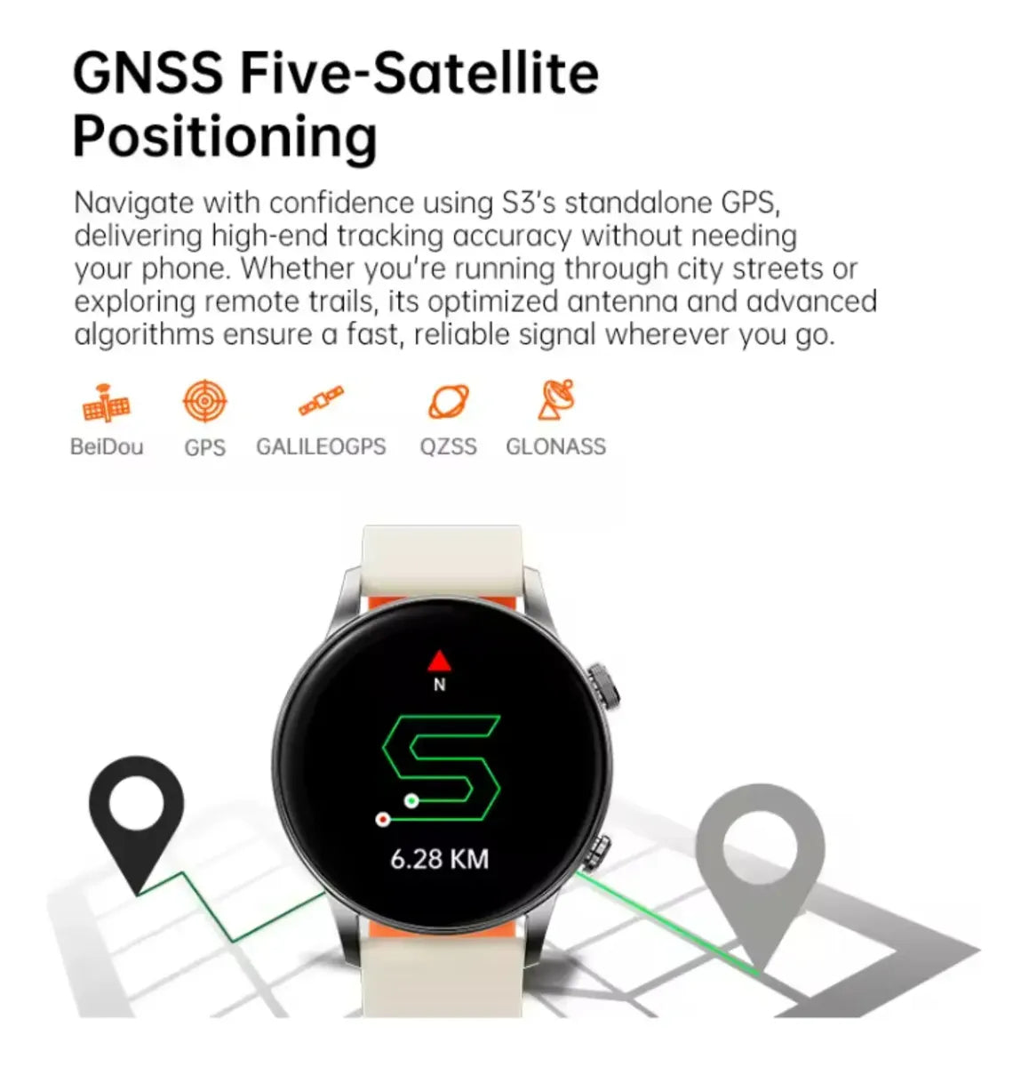 Smartwatch Black Shark S3 GPS AMOLED 1.43" com Chamada Bluetooth e Pulseira Magnética Prata Original