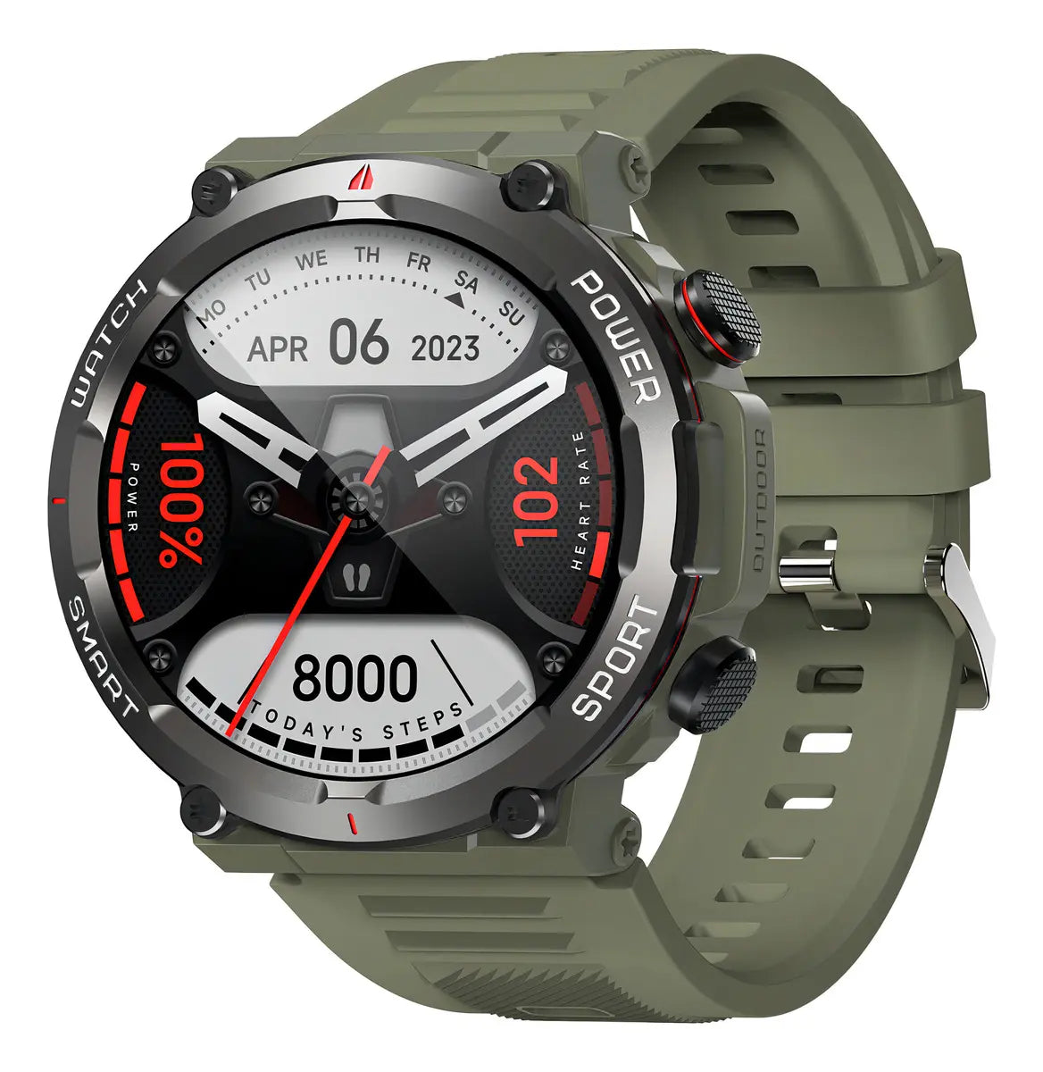 Smartwatch Blackview W50 Tático 1.96" com Chamada Bluetooth 5.3 Verde Khaki Original