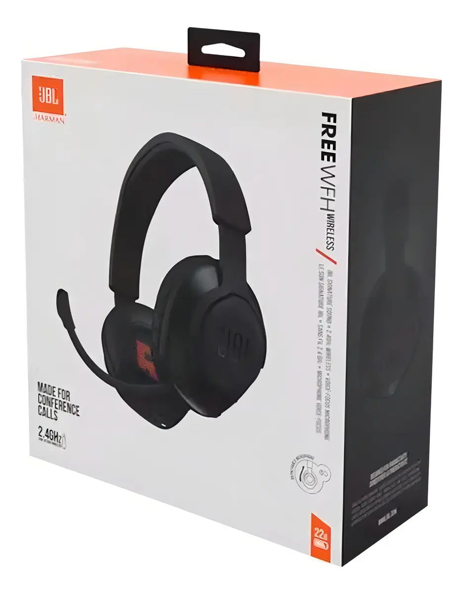 Headset JBL Free WFH Wireless com Microfone Removível e 22h de Bateria Preto Original