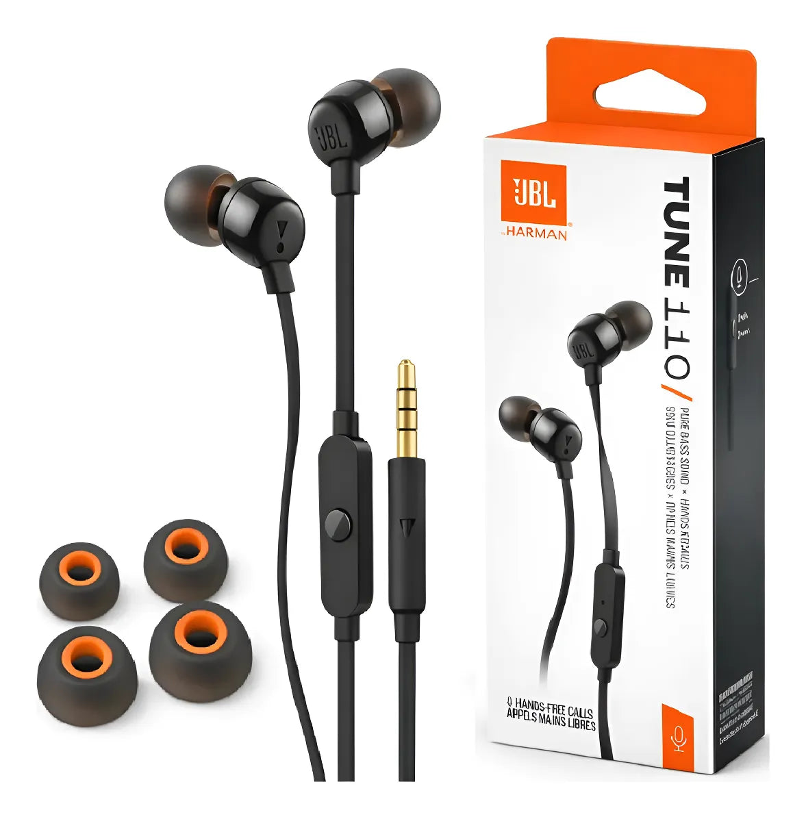 Fone de Ouvido JBL Tune 110 com Fio Plug P2 e Microfone Preto Original