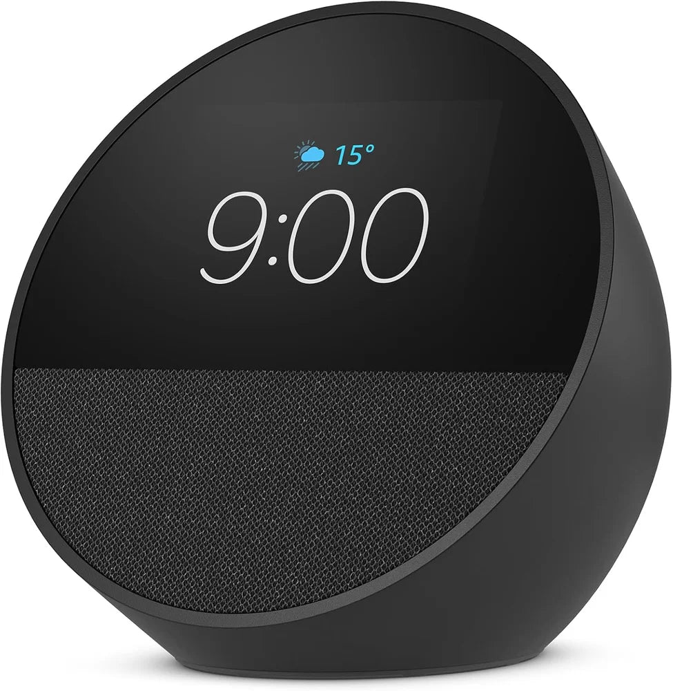 Amazon Echo Spot 2024 Smart Alarm Clock com Alexa Preto e Branco