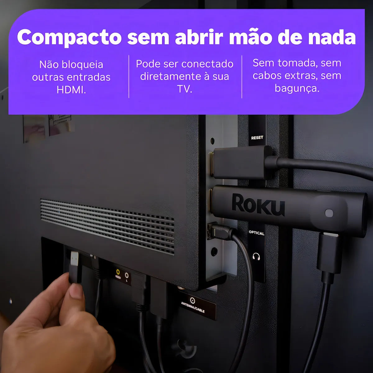 Roku Streaming Stick Plus 4K com Controle por Voz Preto Original