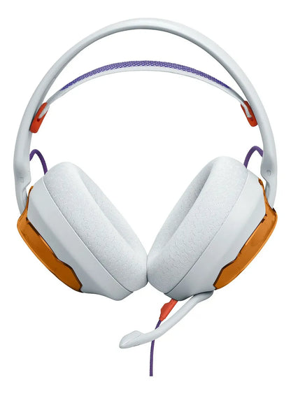 Headset Gamer JBL Quantum 250 com Microfone e Cabo P2 Branco e Laranja Original