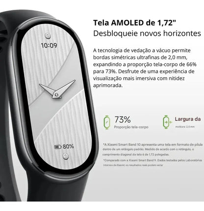 Smart Band Xiaomi 10 Midnight Preto com Tela AMOLED 1,72" e Resistência 5ATM Original