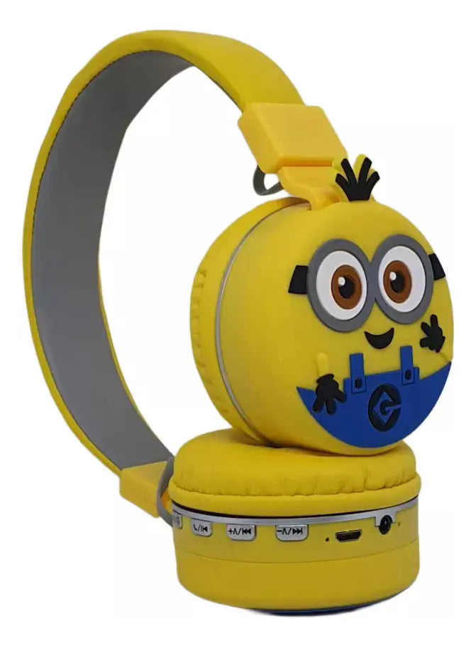 Fone de Ouvido Infantil Minions Bluetooth Sem Fio com Microfone Amarelo