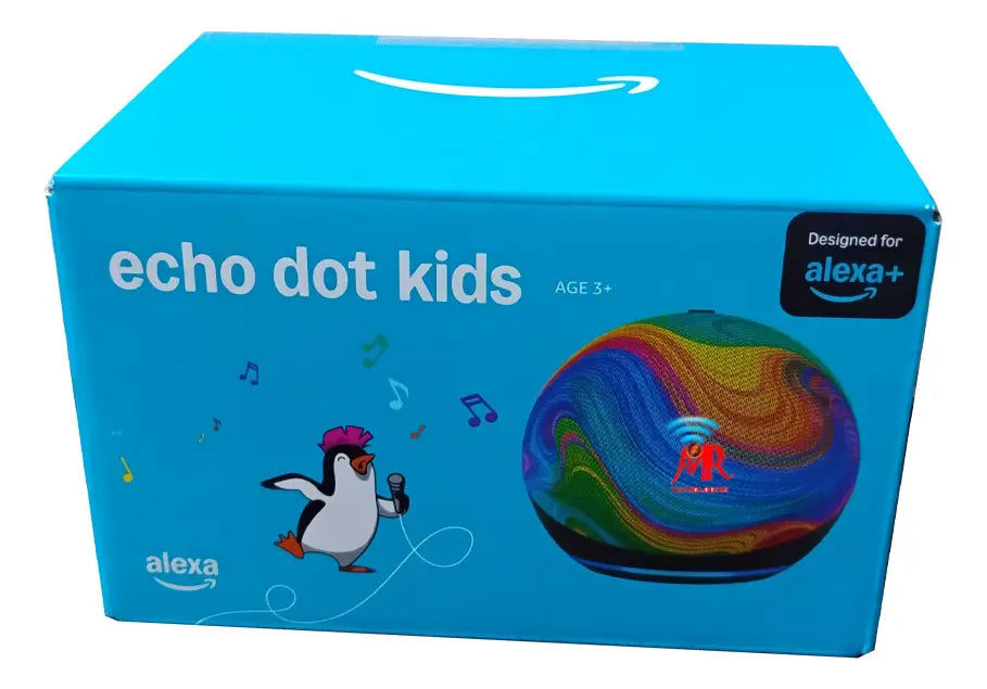 Echo Dot Kids Amazon com Alexa Edição Rainbow Swirl Colorida Original