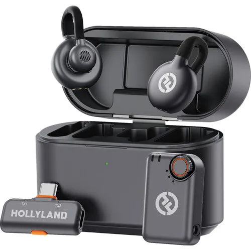 Microfone de Lapela Sem Fio Hollyland Lark M2S Combo 2.4GHz USB-C e Câmera