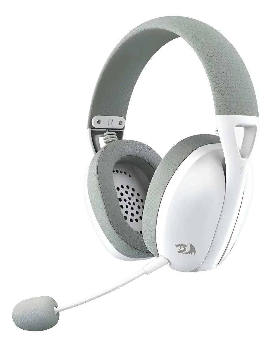 Headset Gamer Redragon Ire Pro H848G Wireless com Som 7.1 e Microfone Removível Branco e Cinza Original