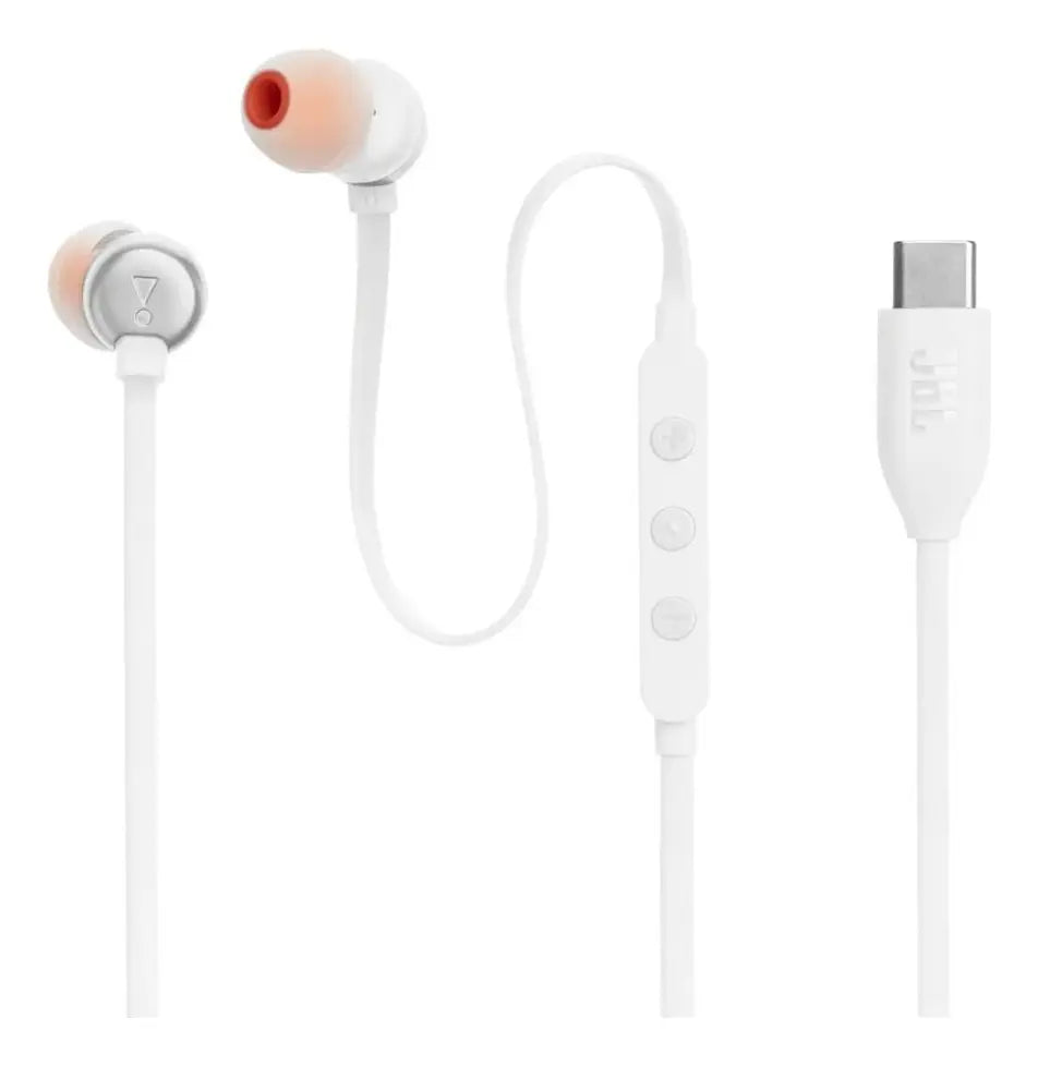 Fone de Ouvido JBL Tune 310C USB-C com Microfone e Hi-Res Branco Original