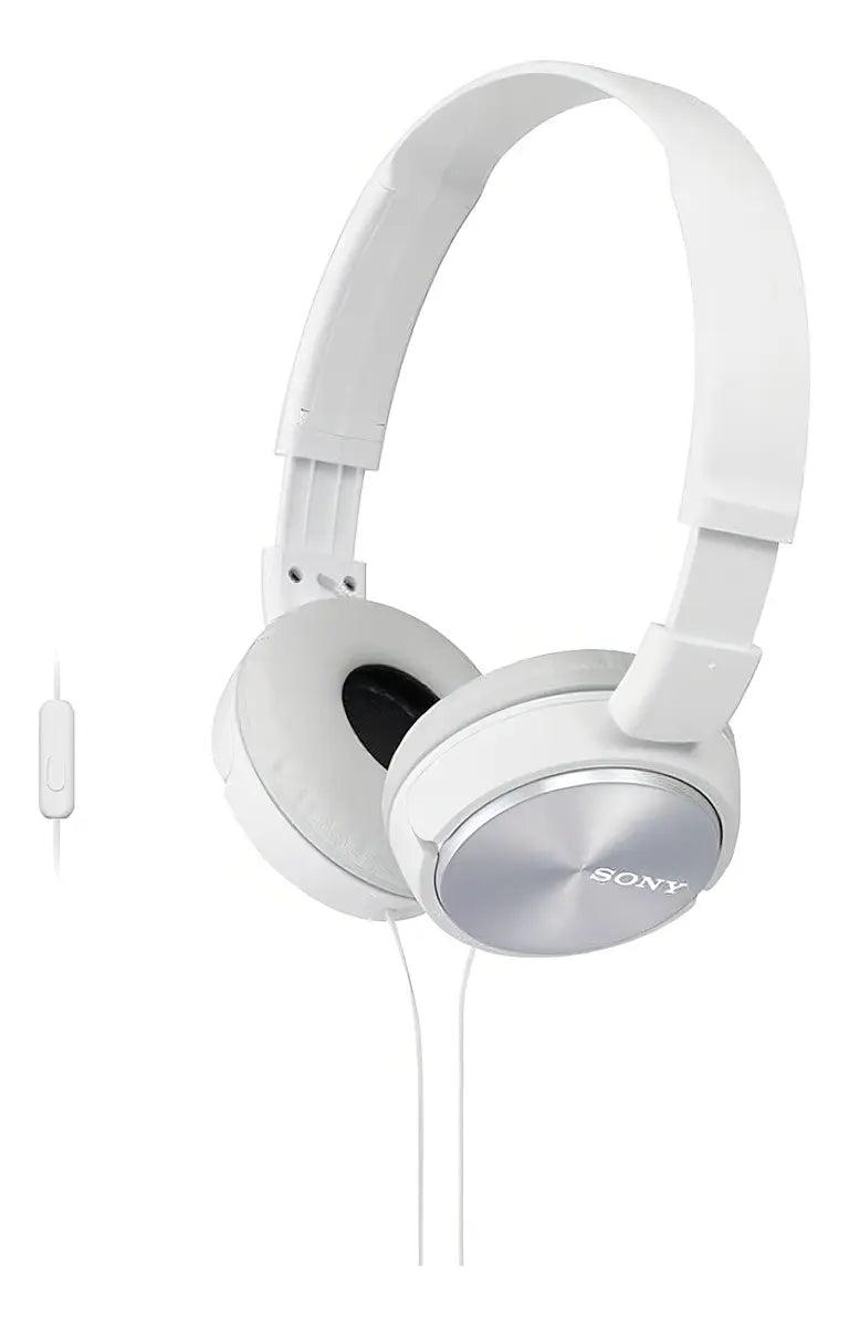 Fone de Ouvido Sony MDR-ZX310AP On-Ear com Microfone e Cabo P2 Branco Original