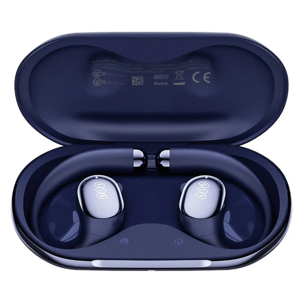 Fone de Ouvido QCY Crossky R70 Bluetooth 6.0 Open-Ear Hi-Res LDAC IPX5 Azul Original