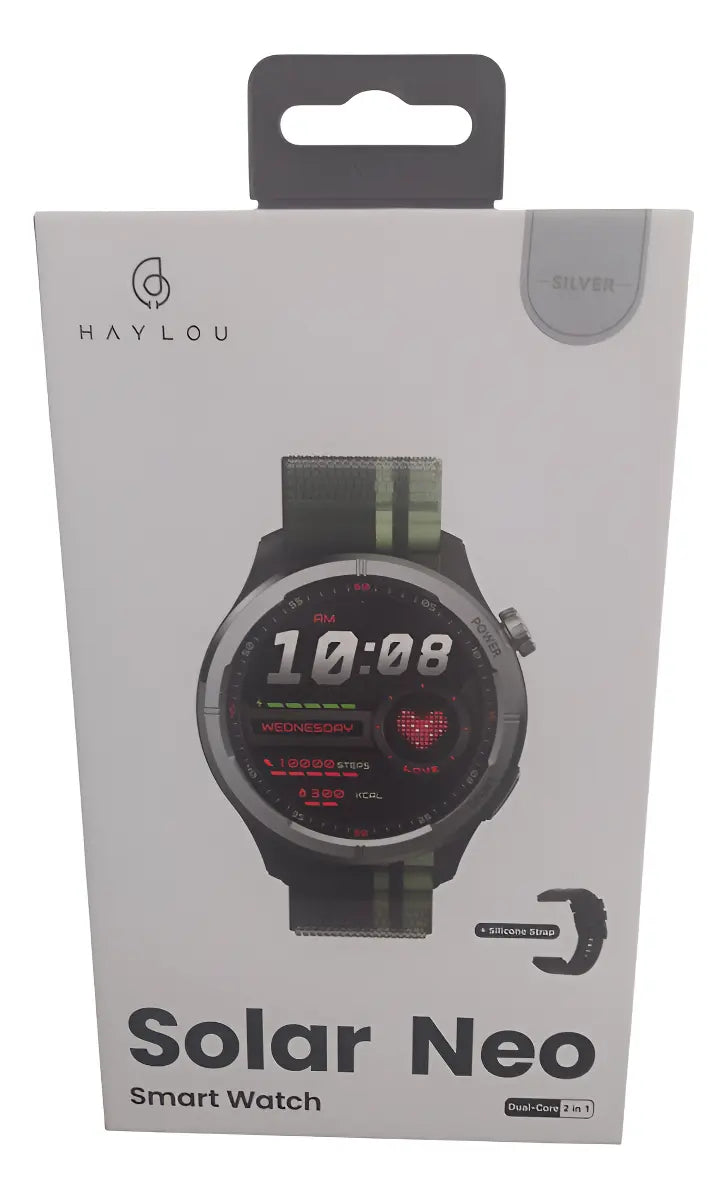 Smartwatch Haylou Solar Neo com Chamada Bluetooth, Tela 1.53" TFT HD e IP68 Prata Original