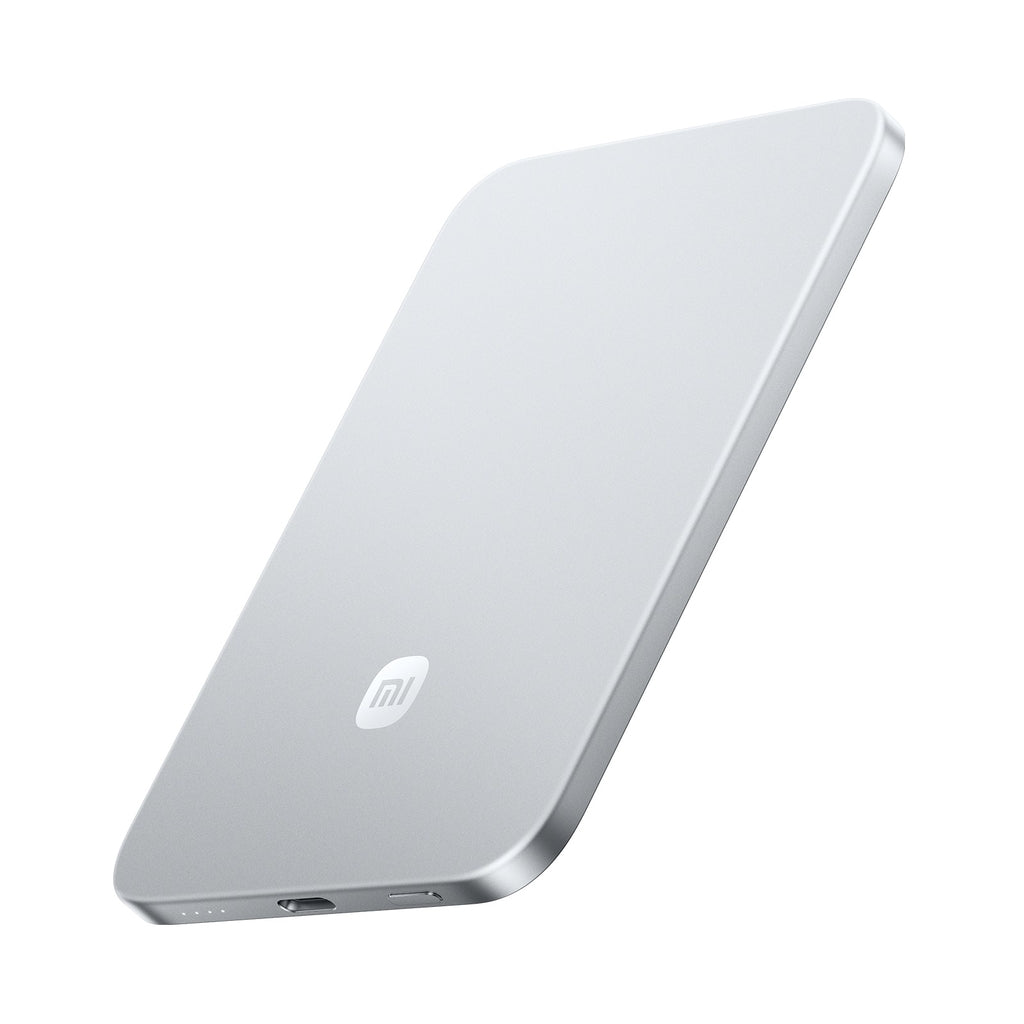 Carregador Portátil Xiaomi Ultra Thin Magnetic Power Bank 5000mAh 15W Wireless USB-C Graphite Black e Prata