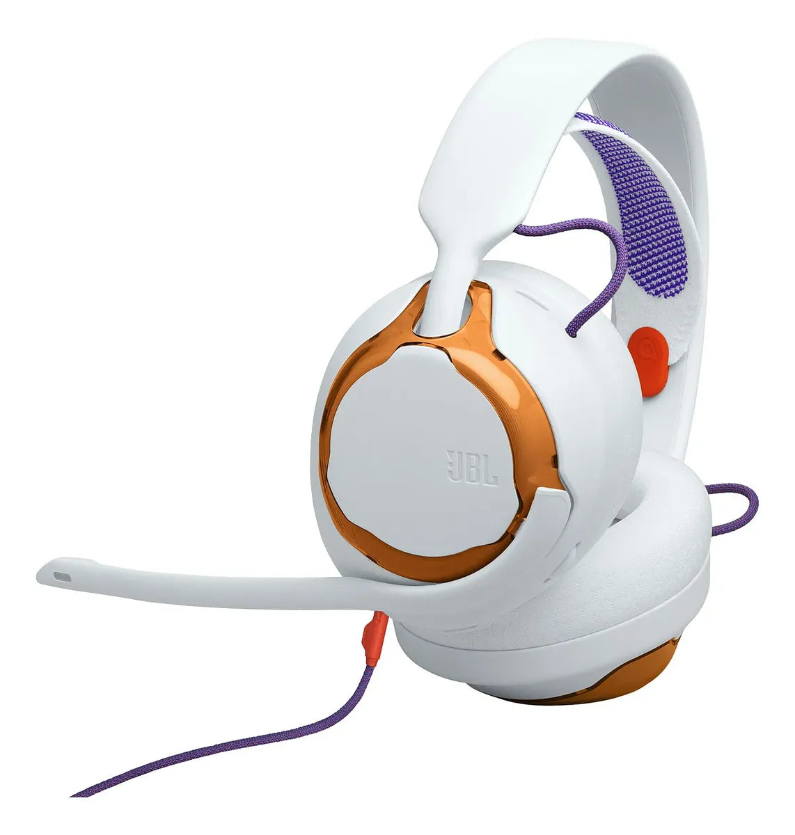 Headset Gamer JBL Quantum 250 com Microfone e Cabo P2 Branco e Laranja Original