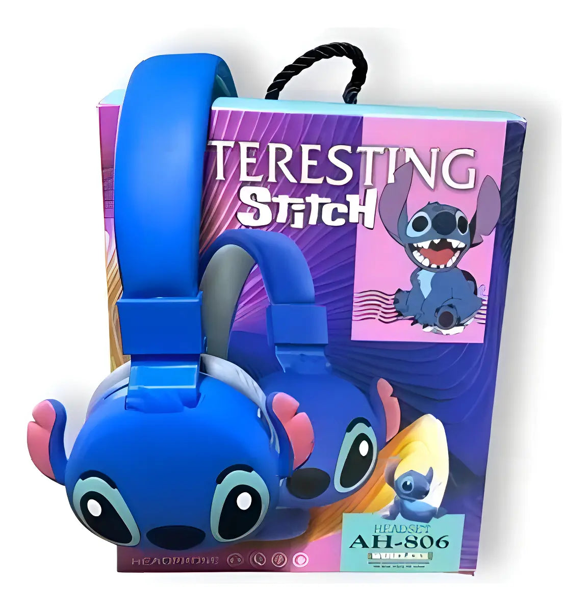 Fone de Ouvido Bluetooth Sem Fio Stitch Infantil com Microfone e LED Azul