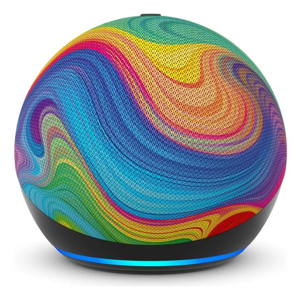 Echo Dot Kids Amazon com Alexa Edição Rainbow Swirl Colorida Original