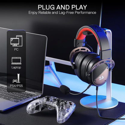 Headset Gamer Redragon H730 USB com Som Espacial 360° e Microfone Removível Preto Original