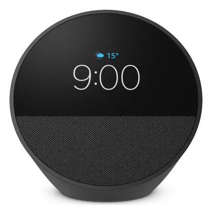 Amazon Echo Spot 2024 Smart Alarm Clock com Alexa Preto e Branco