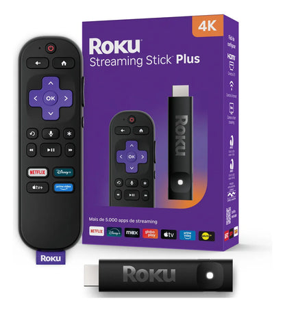 Roku Streaming Stick Plus 4K com Controle por Voz Preto Original