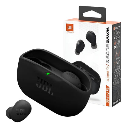 Fone de Ouvido JBL Wave Buds 2 Bluetooth Sem Fio com Cancelamento de Ruído Preto Original