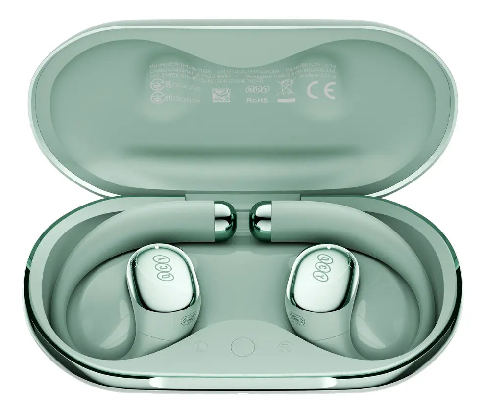 Fone de Ouvido QCY Crossky R70 Bluetooth 6.0 Open-Ear Hi-Res LDAC IPX5 Verde Original