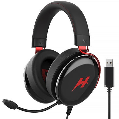 Headset Gamer Haylou HexStorm G1 HDG01 USB com Som 7.1 e Microfone Preto e Vermelho